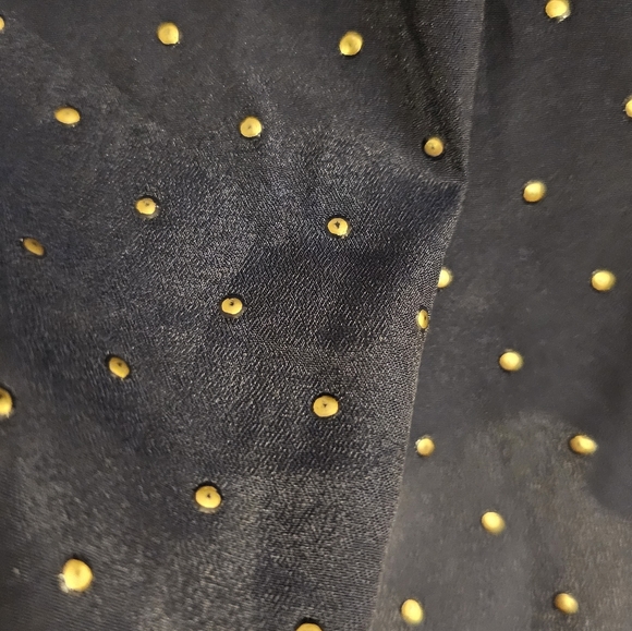 Polka Dot Navy and Gold Collared Dress - Picture 4 of 4